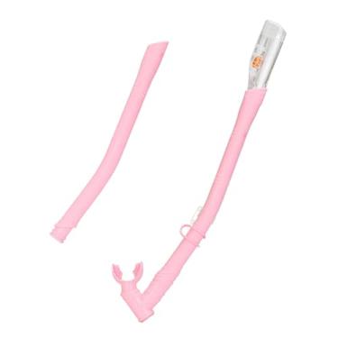 Imagem de KiBcsLic Snorkel seco para mergulho, snorkel para natação, tubo respiratório prático e estendido, comprimento ajustável para mergulho com subaquático, nadador, Rosa