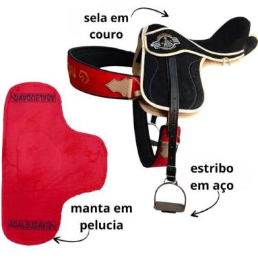 Imagem de Sela para cavalo Vaquejada Em Couro Preta selote - selaria shopping do