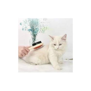 Imagem de Escova Dupla Cachorro Gato Pelo Pulga Carrapato Pente Coleira Cabo Mad