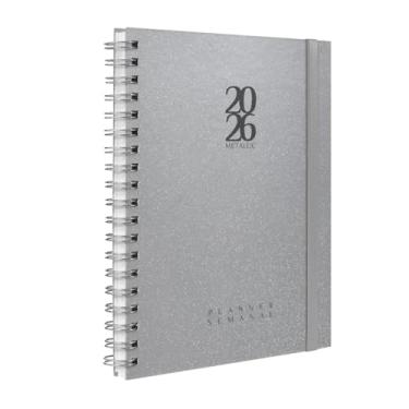 Imagem de Agenda 2026 Planner Semanal Plus Solid Glitter Metallic Prata