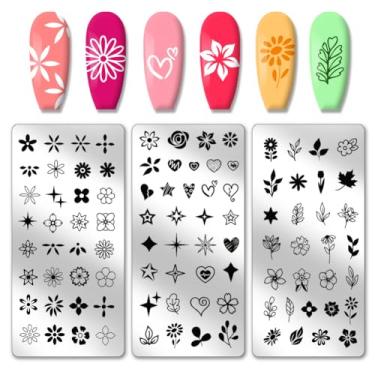 Imagem de PH PandaHall Peças De Carimbo Unha Flor, Folhas, Coração, Placa Carimbo, Estênceis Arte Estrela, Placas Imagem Aço Inoxidável Para Design, Manicure, Salão