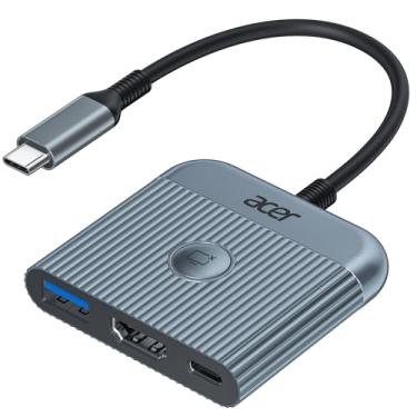 Imagem de Acer Adaptador USB C para HDMI, adaptador HDMI 4K a 60Hz com PD de 100 W, porta USB A 3.0, adaptador multiportas USB-C Digital AV para MacBook Pro/Air, iPad Pro/Air, iPhone 15, tablets, switch e mais