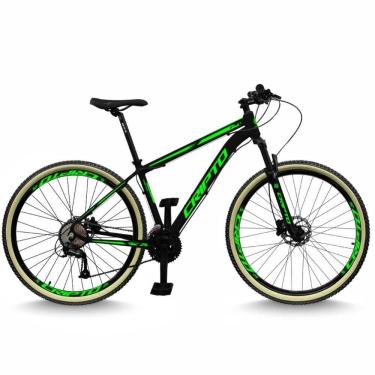 Imagem de Bicicleta Aro 29 Cripto 24 Marchas Freios Disco E Suspensão Pneu Bege - Preto/verde - 21&quot; Preto/verde
