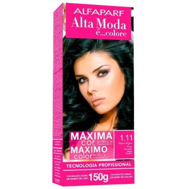 Imagem de Tintura Creme Altamoda Alfaparf Ouro Negro 1.11 Kit