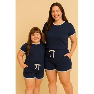 Imagem de Vestido mãe e filha babados estampado - loredan, Azul marinho, GG E 05