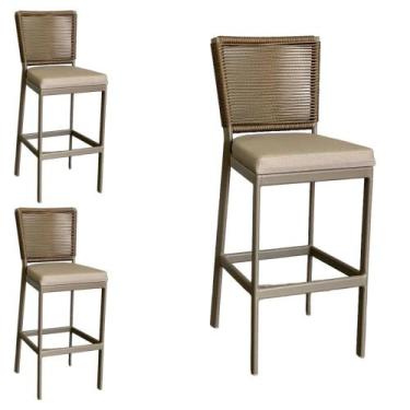 Imagem de Kit 3 Banqueta Banco Estilo Industrial Para Balcão Moderna - Aluminium