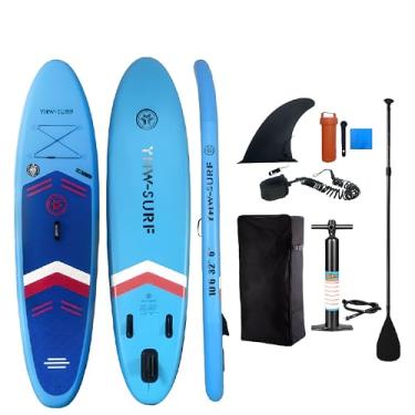 Imagem de Conjunto de prancha inflável de stand up paddle, design grande, limite de peso de 180 kg, com remo, bomba, mochila e quilhas