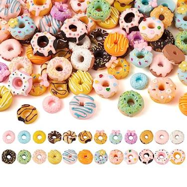Imagem de Spritewelry 96 peças de cabochão de rosquinha de resina em miniatura biscoitos donut macaron sobremesa pingentes de slime para artesanato faça você mesmo scrapbooking capa de telefone decoração de