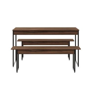 Imagem de Mesa De Jantar Com 2 Bancos Estilo Industrial Tub Nogal /