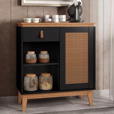 Imagem de Bancada Aparador Café Livia Pintura Palha Preto Noce