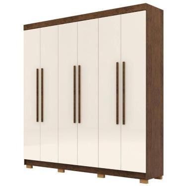 Imagem de Guarda Roupa Casal 218cm 6 Portas Bolty Imbuia/champanhe V02 - Mpozenato