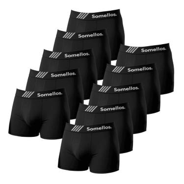 Imagem de Kit 10 Cueca Boxer Preta Combo Somellos Microfibra