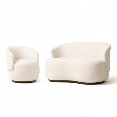 Imagem de Conjunto de Poltrona + Namoradeira Decorativa Sala Estar Orgânica Beat