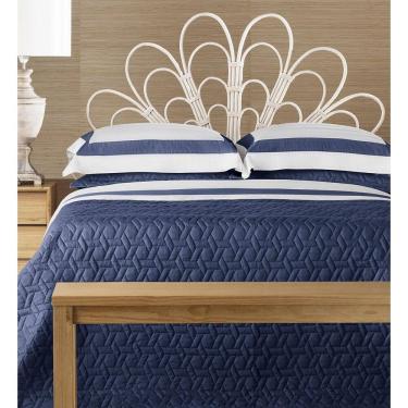 Imagem de Jogo De Cama Queen Algodão Egípcio 400 Fios Branco E Azul