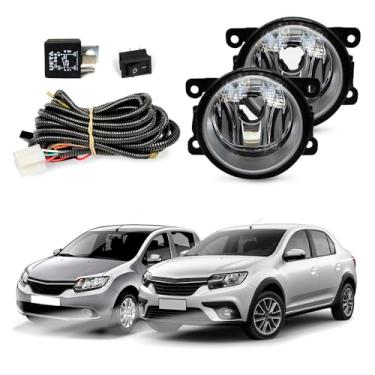 Imagem de Kit Farol de Milha para Logan Sandero 2014 a 2024 Completo com Chicote Botão e Relê Auxiliar Neblina
