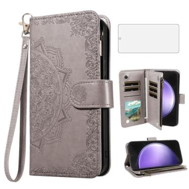 Imagem de Asuwish Capa de telefone para Samsung Galaxy S23 FE 5G capa carteira celular com protetor de tela de vidro temperado e flor flip porta-cartão de crédito suporte suporte S 23 EF S23FE 23S mulheres