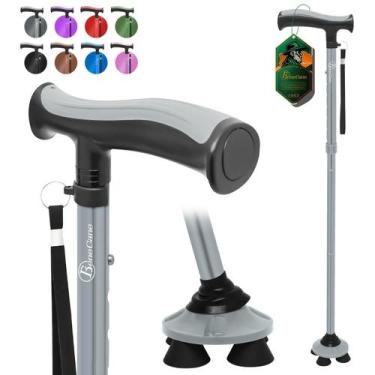 Imagem de Bastão de caminhada BeneCane dobrável, quádruplo, ajustável, leve