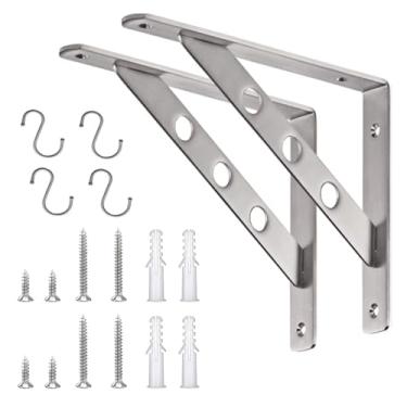 Imagem de Gearmatte Suporte De Prateleira Resistente, Suporte De Prateleira Sólida Em Forma De L De Aço Inoxidável De 10 Pol., Suporte De Canto, Junta De Suporte Em Ângulo Reto, Carga Máxima: 440 Lb, Suportes D