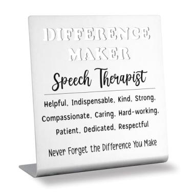 Imagem de Presentes de agradecimento do fonoaudiólogo, placa de mesa de aço inoxidável para fazer diferenças, presente de agradecimento para SLP, decoração de escritório fonoaudiólogo, placa de mesa inspiradora