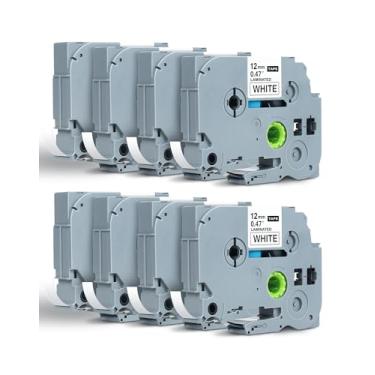Imagem de 12 mm 0,47 Laminado TZ 231 Relpace para Brother Label Maker, Fita de Etiqueta P-Touch Preta sobre Branca Compatível com PT-D210 PT-H110 PT-D220 PT-D400, Pacote com 8