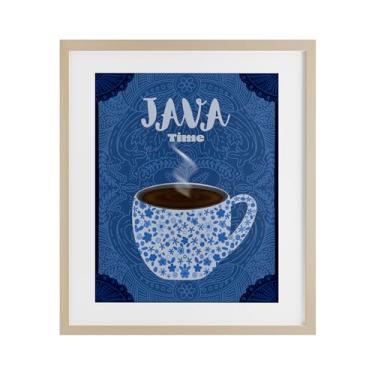 Imagem de Stupell Industries Caneca de café azul Java Time Impressão emoldurada de bétula design sob vidro por Lori Mosley, 40,6 x 33,5 cm