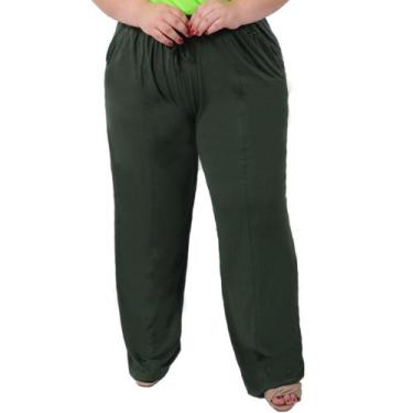 Imagem de Calça Pantalona Recorte com Bolso Moda Feminina Viscolycra Plus Size -