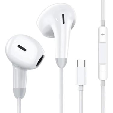 Imagem de Fones de ouvido USB tipo C, fones de ouvido estéreo com microfone, fones de ouvido com fio USB C da BCRKLO, fones de ouvido com isolamento de ruído, compatíveis com a maioria dos telefones móveis e dispositivos eletrônicos com conector tipo C