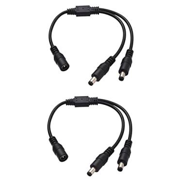 Imagem de ZHPINGMX Pacote com 2 cabos divisor de fonte de alimentação CC, 1 fêmea para 2 machos, 5,5 mm x 2,1 mm, cabo adaptador divisor Y para câmeras CCTV, faixa de luz LED e mais