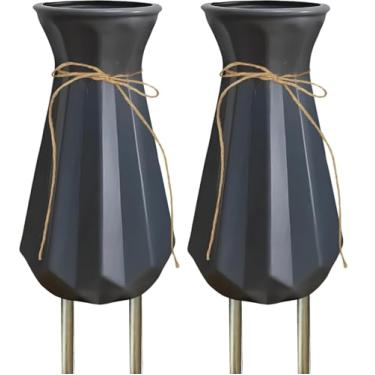 Imagem de Vaso de cemitério com pontas de metal, vasos de cemitério para porta-flores para túmulos para cemitérios, decorações de túmulos ao ar livre para presentes de memorial para perda de um ente querido - 2