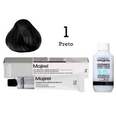 Imagem de Coloração Majirel 1 Preto + Emulsão Oxi 20 Vol. 75ml  L'Oréal - L'Oréa