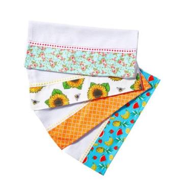 Imagem de Pano De Prato Barrado Premium Atacado Revenda Kit Com 5 Peças - Pano a