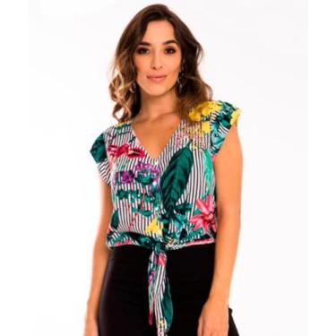 Imagem de Blusa Feminina Listrada Com Botões E Laço Razon Jeans, M