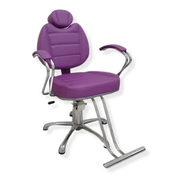 Imagem de Cadeira Reclinável Iris Hidráulica Estrela Estofado Roxo acetinado - m