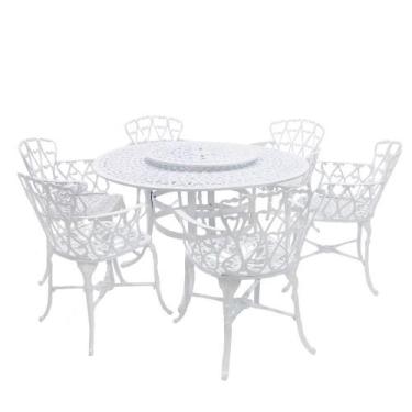 Imagem de Mesa Giratória De Jardim Com Cadeiras De Alumínio Fundido Viena Branco