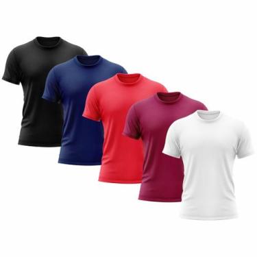 Imagem de Kit 5 Camisetas Masculina Manga Curta Dry Básica Lisa Proteção Solar U