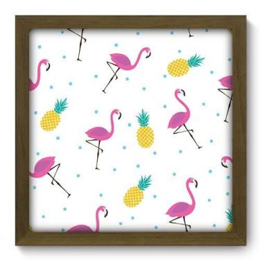 Imagem de Quadro Decorativo - Abacaxi e Flamingos - 33cm x 33cm - 351qdcm - Allo