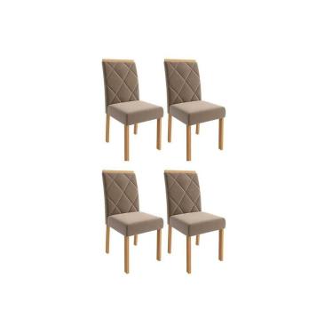 Imagem de Kit 4 Cadeiras Sala Jantar Fernanda Wood 4 Un Carvalho/Suede Joli Capuccino - Cimol