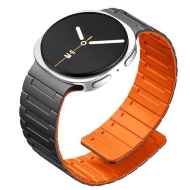 Imagem de SNBLK Pulseira magnética compatível com Samsung Galaxy Watch 8 de 40 mm e 44 mm/Samsung Galaxy Watch 8 Classic de 46 mm, ímã de um clique sem lacunas, pulseira esportiva de silicone para Samsung Watch