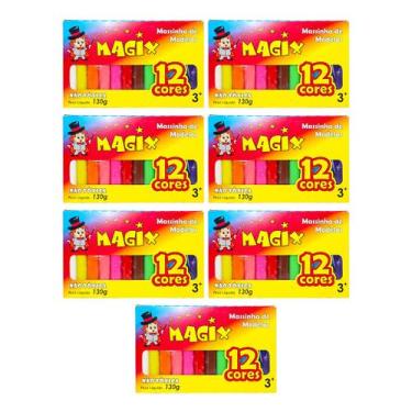 Imagem de Kit 7 Massinha De Modelar 12 Cores Magix 130g Multicolor