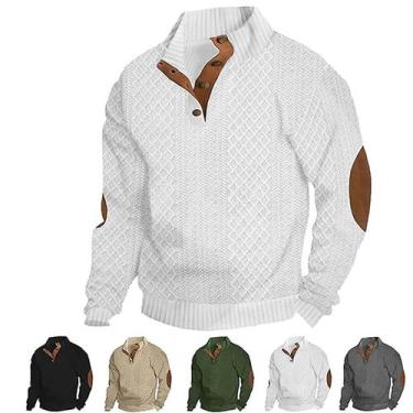 Imagem de Suéter masculino VEPONOIX islandês com cotoveleiras branco 3XL