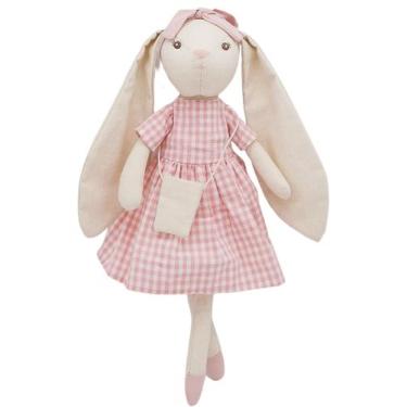 Imagem de Bicho de pelúcia Mike Fluffie 15 Bunny com vestido xadrez rosa - Mikee