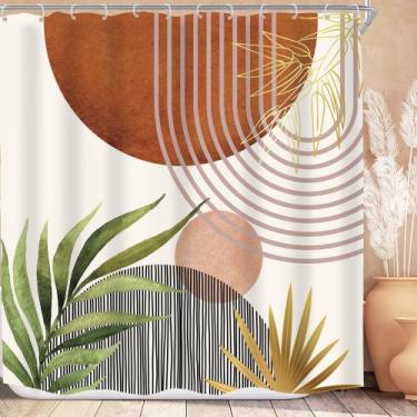 Imagem de Cortina de chuveiro KOMLLEX Mid Century Green Boho 180x180cm Poliéster