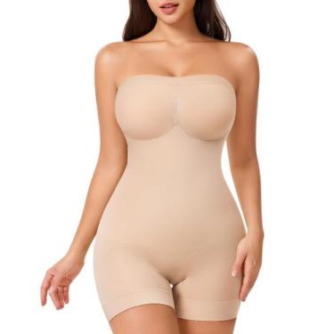Imagem de Macacão Shapewear CtriLady sem alças Tummy Control Bege
