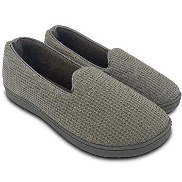 Imagem de ofoot Pantufas femininas confortáveis de espuma viscoelástica para uso interno, com forro de tecido felpudo de algodão nas costas, sola antiderrapante, Verde, 7.5-8 Narrow