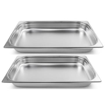 Imagem de Kit Duas Cubas Gastronomica Padrão Gn 1/1 65mm Inox com Tampa Weck