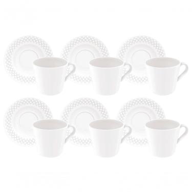 Imagem de Conjunto De Xícaras E Pires De Chá Tramontina Ingrid Em Porcelana 185ml