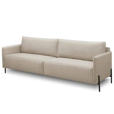 Imagem de Sofá 3 Lugares Para Sala De Estar Living 204cm Industrial Italy F04 Linho Cinza Claro - Lyam Decor