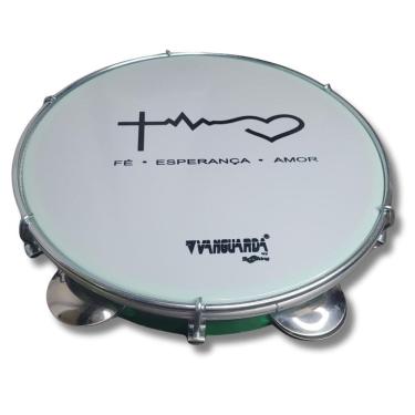 Imagem de Pandeiro 10 Abs Verde Pele Leitosa Branca Batimento