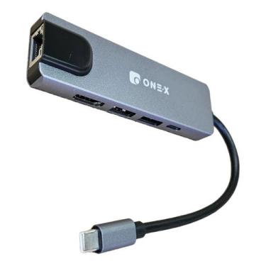 Imagem de Adaptador Tipo C HDTV 5 em 1 Lan Usb 3.0 ONEX HUB-7567