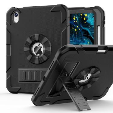 Imagem de BLOSOMEET Capa para iPad A16 11ª geração 11 polegadas 2025 e 10ª geração 10,9 polegadas 2022, capa protetora resistente com suporte de lápis integrado e suporte para iPad 11/10ª geração, preta